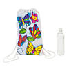 Color Your Own Medium Butterfly Canvas Drawstring Bags - 12 Pc. Image 1
