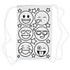 Color Your Own Medium Emoji Canvas Drawstring Bags - 12 Pc. Image 1