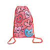 Color Your Own Medium Heart Canvas Drawstring Bags - 12 Pc. Image 1