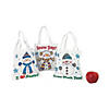 Color Your Own Mini Snowman Nonwoven Tote Bags - 12 Pc. Image 1