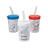 Color Your Own Patriotic Peanuts<sup>&#174;</sup> BPA-Free Plastic Cups with Lids & Straws - 12 Ct. Image 1