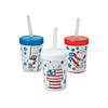 Color Your Own Patriotic Peanuts<sup>&#174;</sup> BPA-Free Plastic Cups with Lids & Straws - 12 Ct. Image 1
