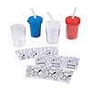 Color Your Own Patriotic Peanuts<sup>&#174;</sup> BPA-Free Plastic Cups with Lids & Straws - 12 Ct. Image 2