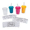 Color Your Own Religious BPA-Free Plastic Cups with Lids & Straws - 12 Ct. Image 2