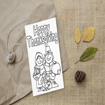 COLOR YOUR OWN THANKSGIVING GREETING CARDS AND ENVELOPES-12 sets Image 1