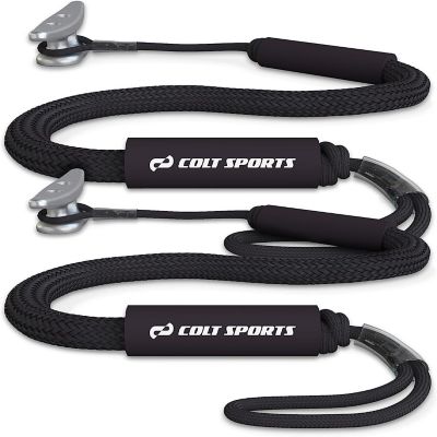 Colt Sports 2 Pack Bungee Dock Lines Mooring Rope for Boats - Black 5 Feet - Marine Rope, Elastic Boat, Jet Ski, and Dock Line with Secure Stainless Steel Hooks Image 1