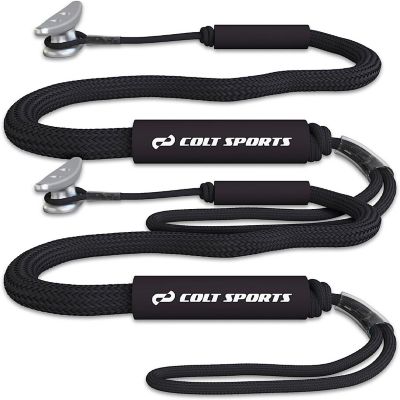Colt Sports 2 Pack Bungee Dock Lines Mooring Rope for Boats - Black 7 Feet - Marine Rope, Elastic Boat, Jet Ski and Dock Line with Secure Stainless Steel Hooks Image 1