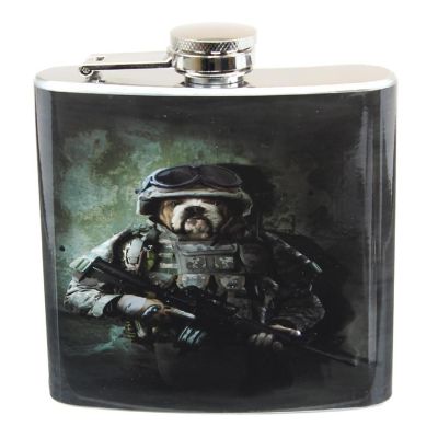 Combat Marine Dog 7oz Flask Image 1