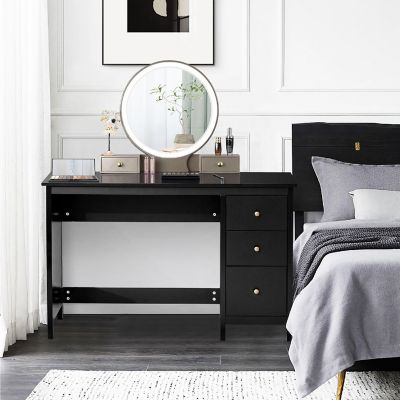 Computer Desk Study Writing Desk Home Office Workstation with 3 Drawers Black Image 2