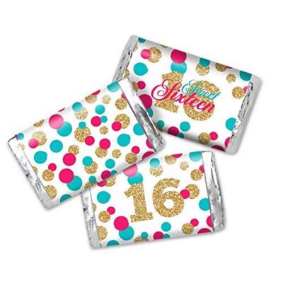 Confetti 16th Birthday Mini Candybar Wrappers 45pc. Image 1