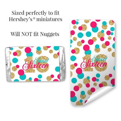 Confetti 16th Birthday Mini Candybar Wrappers 45pc. Image 2