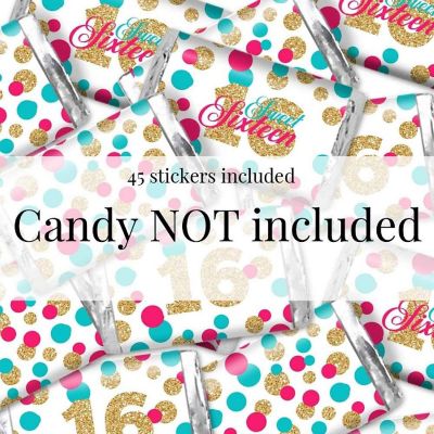 Confetti 16th Birthday Mini Candybar Wrappers 45pc. Image 3