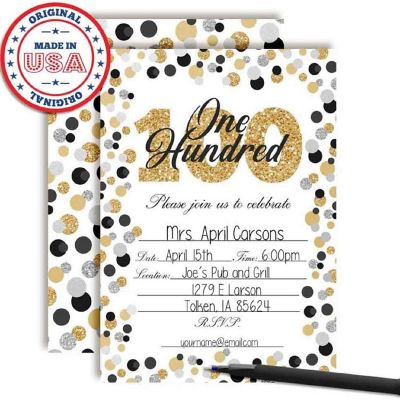 Confetti Polka Dot 100th Invitations 40pc. by AmandaCreation Image 1