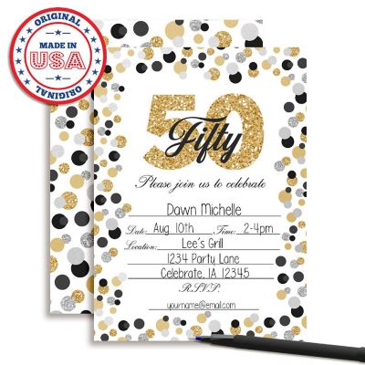 Confetti Polka Dot 50th Invitation 40pc. by AmandaCreation Image 3