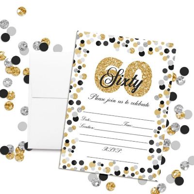 Confetti Polka Dot 60th Invitations 40pcs. by AmandaCreation Image 1