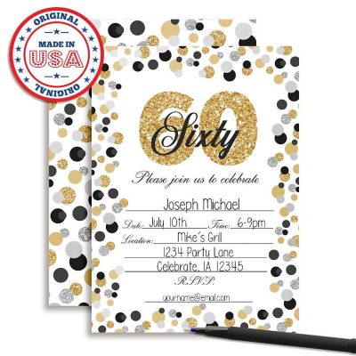 Confetti Polka Dot 60th Invitations 40pcs. by AmandaCreation Image 2