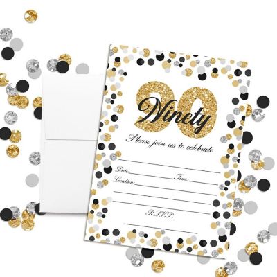 Confetti Polka Dot 90th Invitations 40pc. by AmandaCreation Image 1