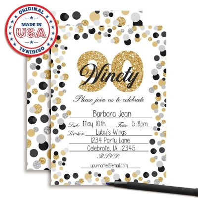 Confetti Polka Dot 90th Invitations 40pc. by AmandaCreation Image 2