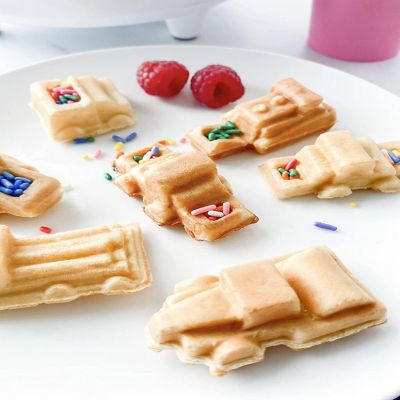 Construction Trucks Mini Waffle Maker- Make 7 Fun Different Vehicle Shaped Pancakes Featuring a Bulldozer Forklift & More- Electric Nonstick Pan Cake Car Waffle Image 1