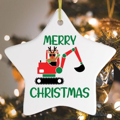 Construction Worker Digger Christmas Ornament, OrnamentallyYou Image 3