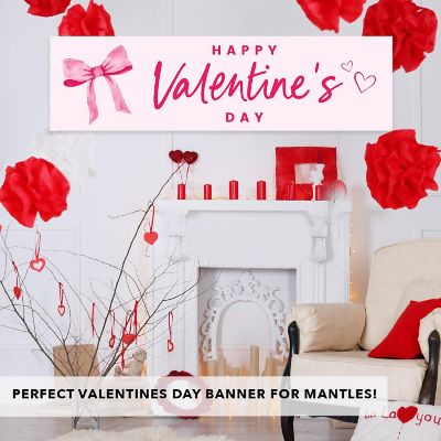 Coquette Bow Happy Valentines Banner Image 1