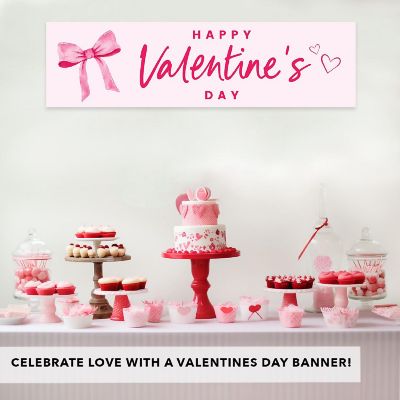 Coquette Bow Happy Valentines Banner Image 1