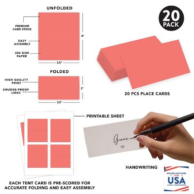 Coral Table Tent Place Cards 20-Pack Image 1