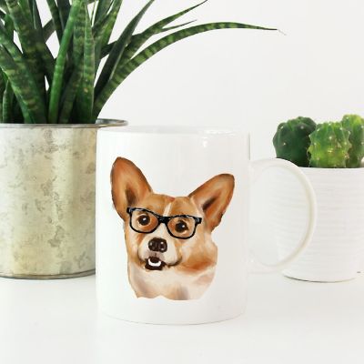 Corgi Black Glasses Ceramic Mug Image 1