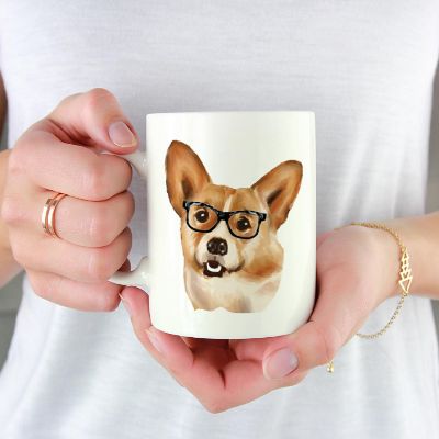 Corgi Black Glasses Ceramic Mug Image 1