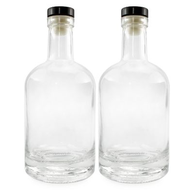 Cornucopia 12-Ounce Liquor Bottles (2-Pack); Clear Glass Bottles w/T-Top Synthetic Corks Image 1