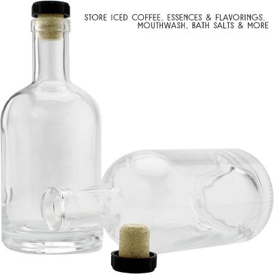 Cornucopia 12-Ounce Liquor Bottles (2-Pack); Clear Glass Bottles w/T-Top Synthetic Corks Image 1