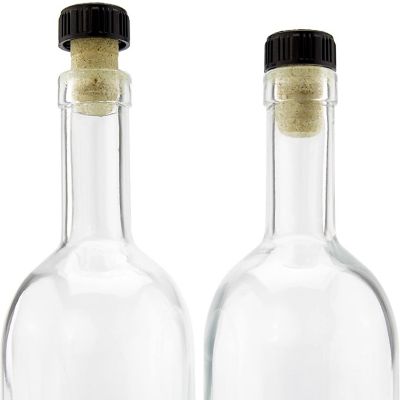 Cornucopia 12-Ounce Liquor Bottles (2-Pack); Clear Glass Bottles w/T-Top Synthetic Corks Image 2