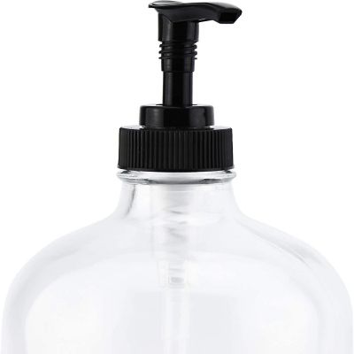 Cornucopia 32oz Clear Glass Pump Bottles (2-Pack); Quart Size Soap Dispensers w/Black Plastic Lotion Locking Pumps; Includes Chalk Labels Image 3