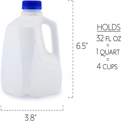 Cornucopia 32oz Plastic Jugs (6-Pack); 1-Quart / 32-Ounce Bottles with Caps for Juice, Water, Sports and Protein Drinks and Milk, BPA-Free Image 2