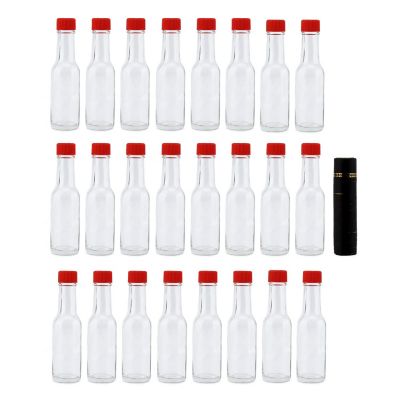 Cornucopia 3oz Mini Hot Sauce Bottles (24-Pack); Little Sauce Bottles w/Red Caps, Dripper Inserts, and Black Shrink Bands Image 1