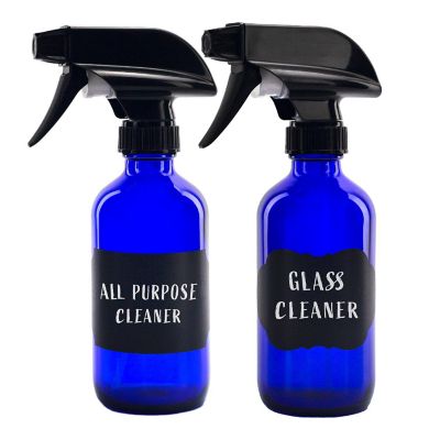 Cornucopia 8-Ounce Cobalt Blue Glass Boston Round Spray Bottles (2 Pack) 3-Setting Heavy Duty Sprayers, Empty Refillable Bottle Image 2