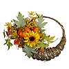 Cornucopia and Sunflower with Pumpkins Artificial Thanksgiving Wreath - 20-Inch  Unlit Image 1