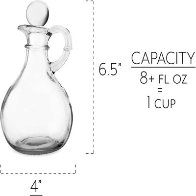 Cornucopia Glass Oil and Vinegar Cruets (Set of 2); Round Glass Oil Dispenser Bottles with Stoppers Image 2