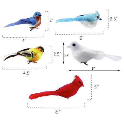 Cornucopia Imitation Bird Assortment (30-Pack, 5 Kinds), Artificial Birds for Christmas decor, Wreaths, Floral Crafts, and Flower Arrangements Image 3