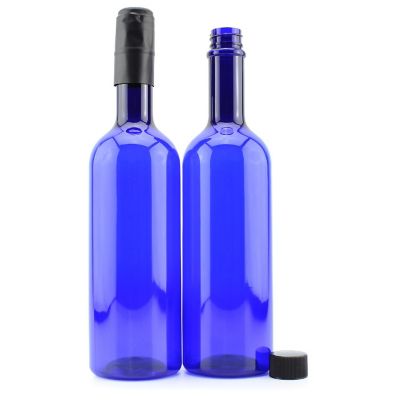 Cornucopia Plastic Wine Bottles (10-Pack, Blue); Empty Bordeaux-Style Wine Bottles with Screw Caps and Seals Image 1