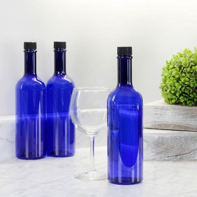 Cornucopia Plastic Wine Bottles (10-Pack, Blue); Empty Bordeaux-Style Wine Bottles with Screw Caps and Seals Image 2