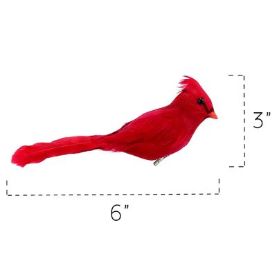 Cornucopia Red Cardinals Ornaments (6 Pack), 3-Inch Tall Artificial Birds; Great for Christmas Decorations, Winter Theme, Wreaths Etc, Clip-On Style Image 3