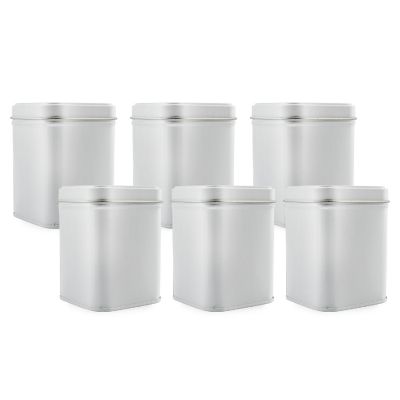 Cornucopia Square White Metal Tins (6-Pack); for Tea, Gift Boxes, and Storage, 3-Inch Tall, 1-Cup Capacity Image 1
