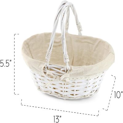 Cornucopia Wicker Basket with Handles (White-Painted), for Easter, Picnics, Gifts, Home Decor and More, 13 x 10 x 6 Inches Image 2