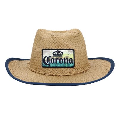 Corona Patch Straw Cowboy Hat Image 1