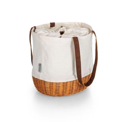 Coronado Canvas and Willow Basket Tote - Beige Canvas Image 1