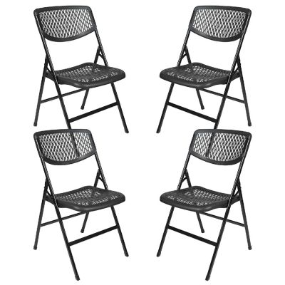 Cosco Indoor Black Plastic Mesh Standard Folding Chair- Pack of 4 Image 1