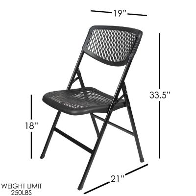 Cosco Indoor Black Plastic Mesh Standard Folding Chair- Pack of 4 Image 3