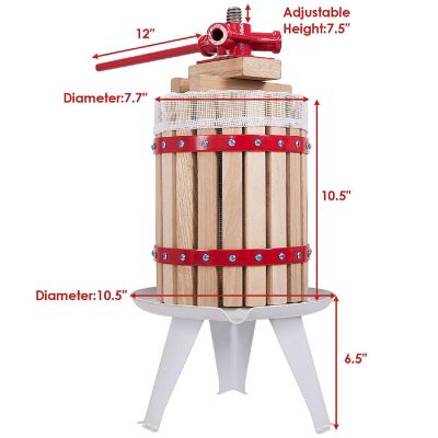 Costway 1.6 Gallon Fruit Wine Press Cider Apple Grape Crusher Juice Maker Tool Wood Image 1