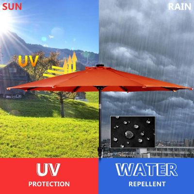 Costway 10FT Patio Solar Umbrella LED Patio Market Steel Tilt W/Crank Outdoor Orange New Image 3